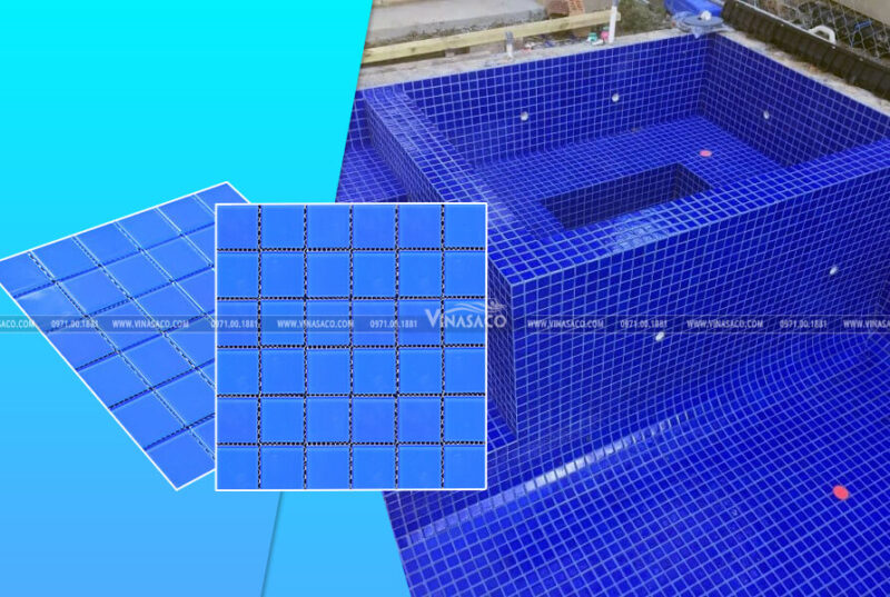 gạch mosaic thủy tinh BV481G4 - Vật liệu ốp lát bể bơi