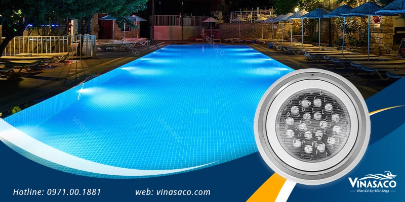 Đèn led là thiết bị chiếu sáng quan trọng trong hệ thống bể bơi